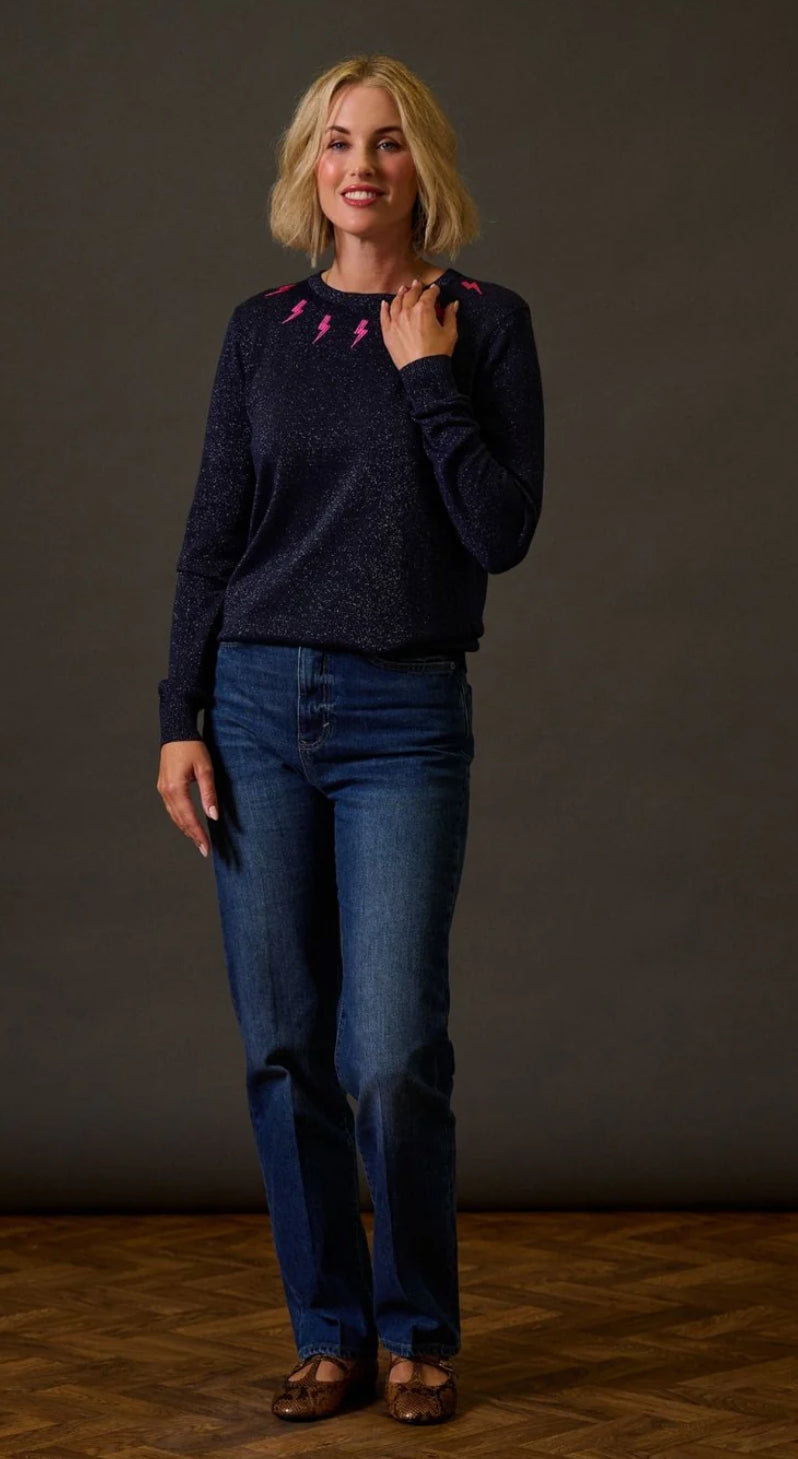 Sugarhill Brighton Astrid Jumper - Navy Lighting