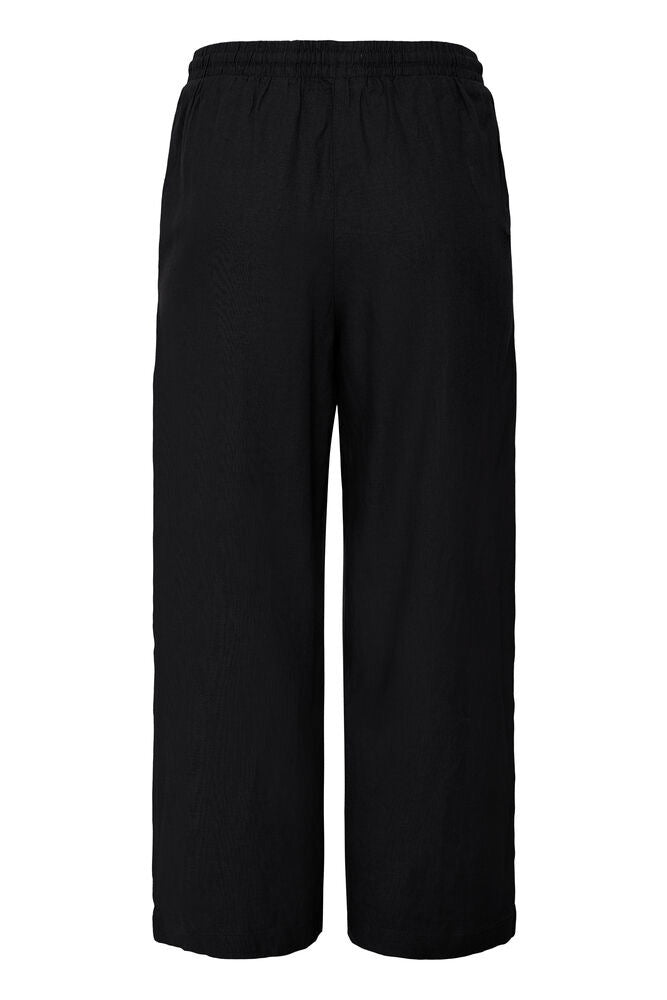 ICHI Linno Crop Linen Trouser - Black