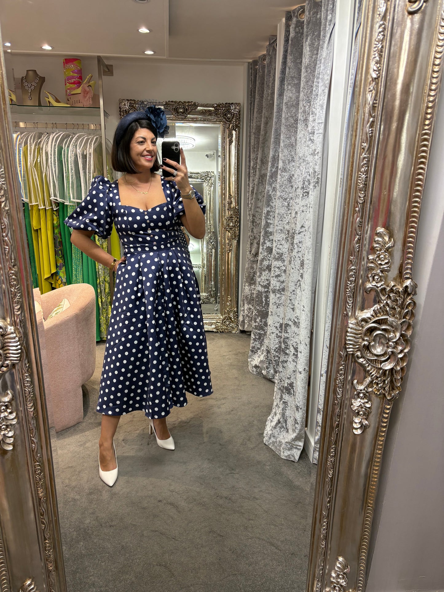 The 8th Sign Audrey Polka Dot Dress - Navy/White