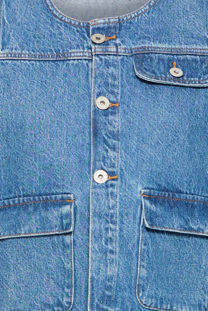 ICHI Pamela Denim Waist Coat - Mid Wash