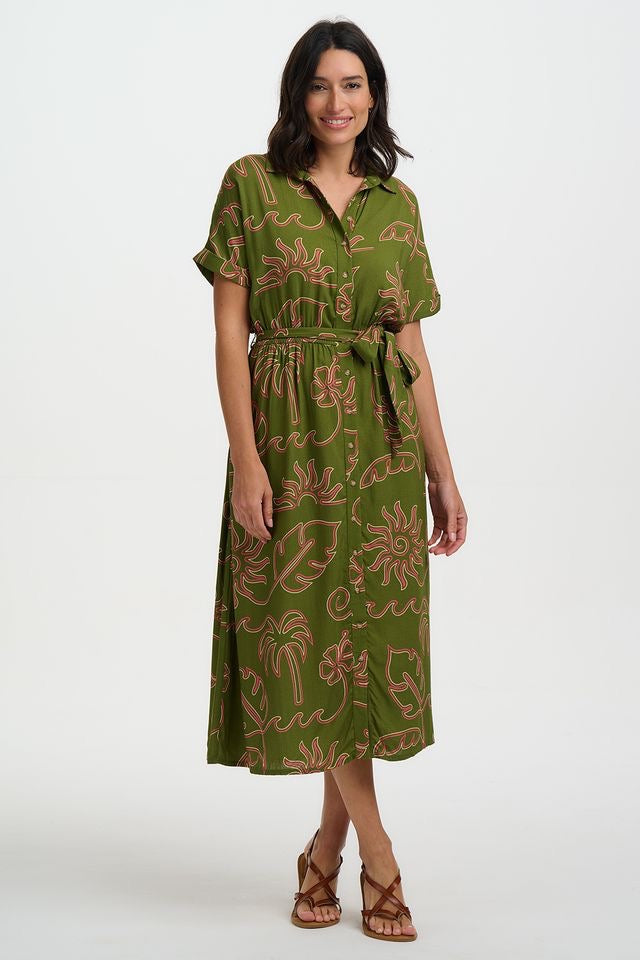 Sugarhill Brighton Leigh Midi Dress - Khaki