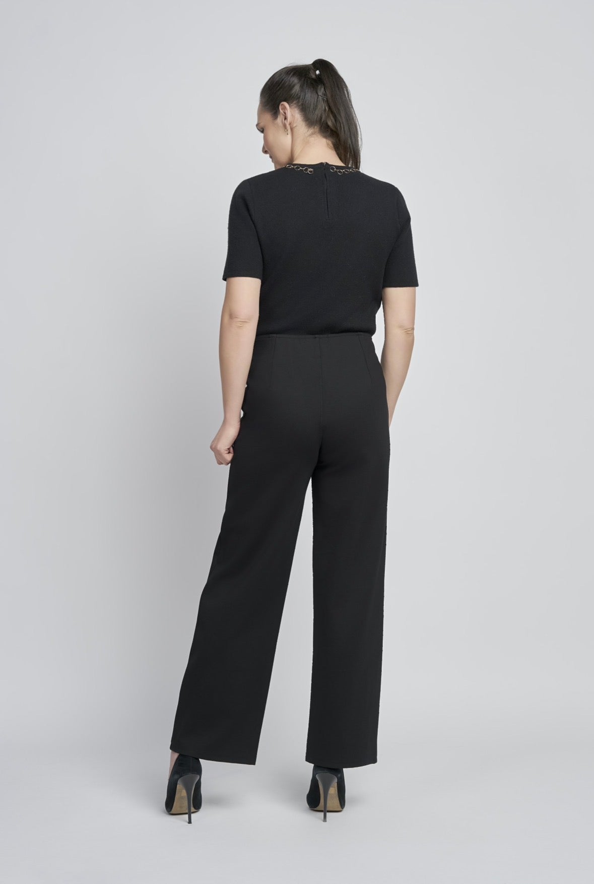 Pinns Wide Leg Ponte Trouser - Black