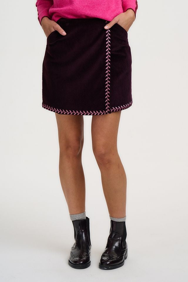 Sugarhill Brighton Susie Cord Mini Skirt - Dark Plum