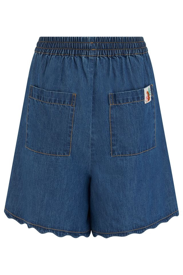 Sugarhill Brighton Shelly Scallop Denim Shorts - Deep Blue