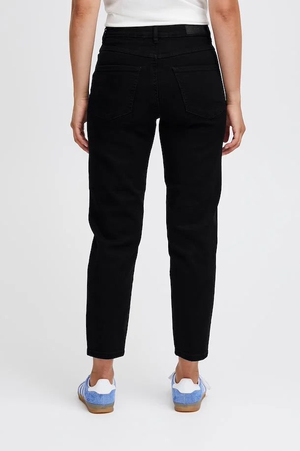 ICHI Raven Straight Leg Jet Black Jeans