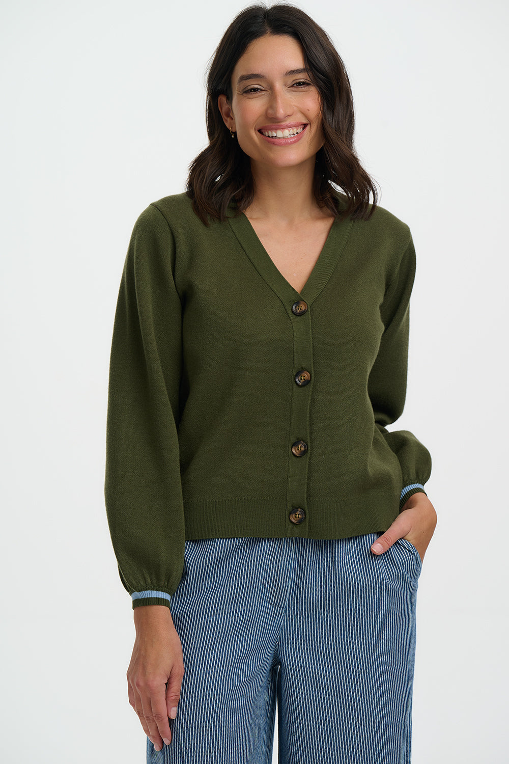 Sugarhill Brighton Adrian Cardigan - Khaki, Leopard Jungle