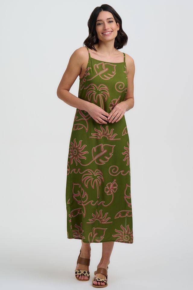 Sugarhill Brighton Raganni Midi Sundress - Khaki