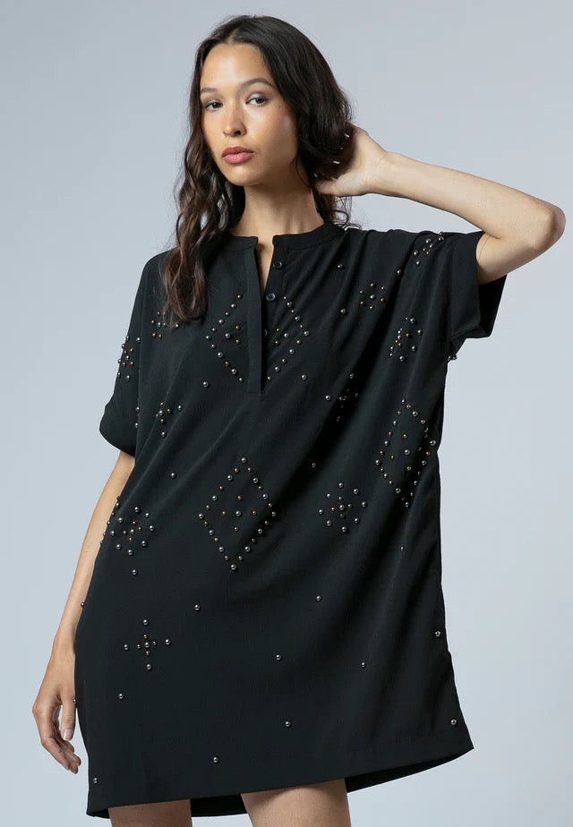 Religion Sarah Embellished Tunic Dress - Black