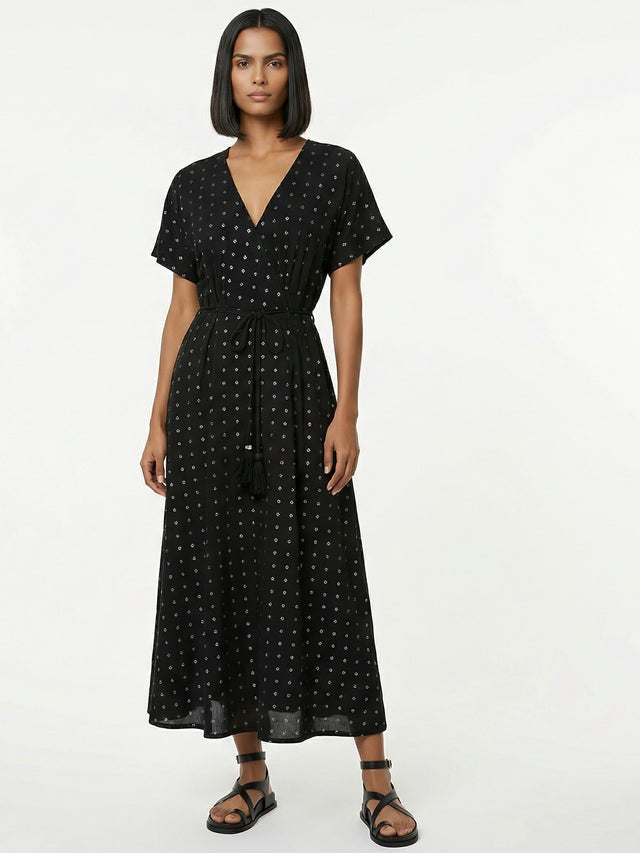 Religion Edie Sequin Embroidery Maxi Dress - Black