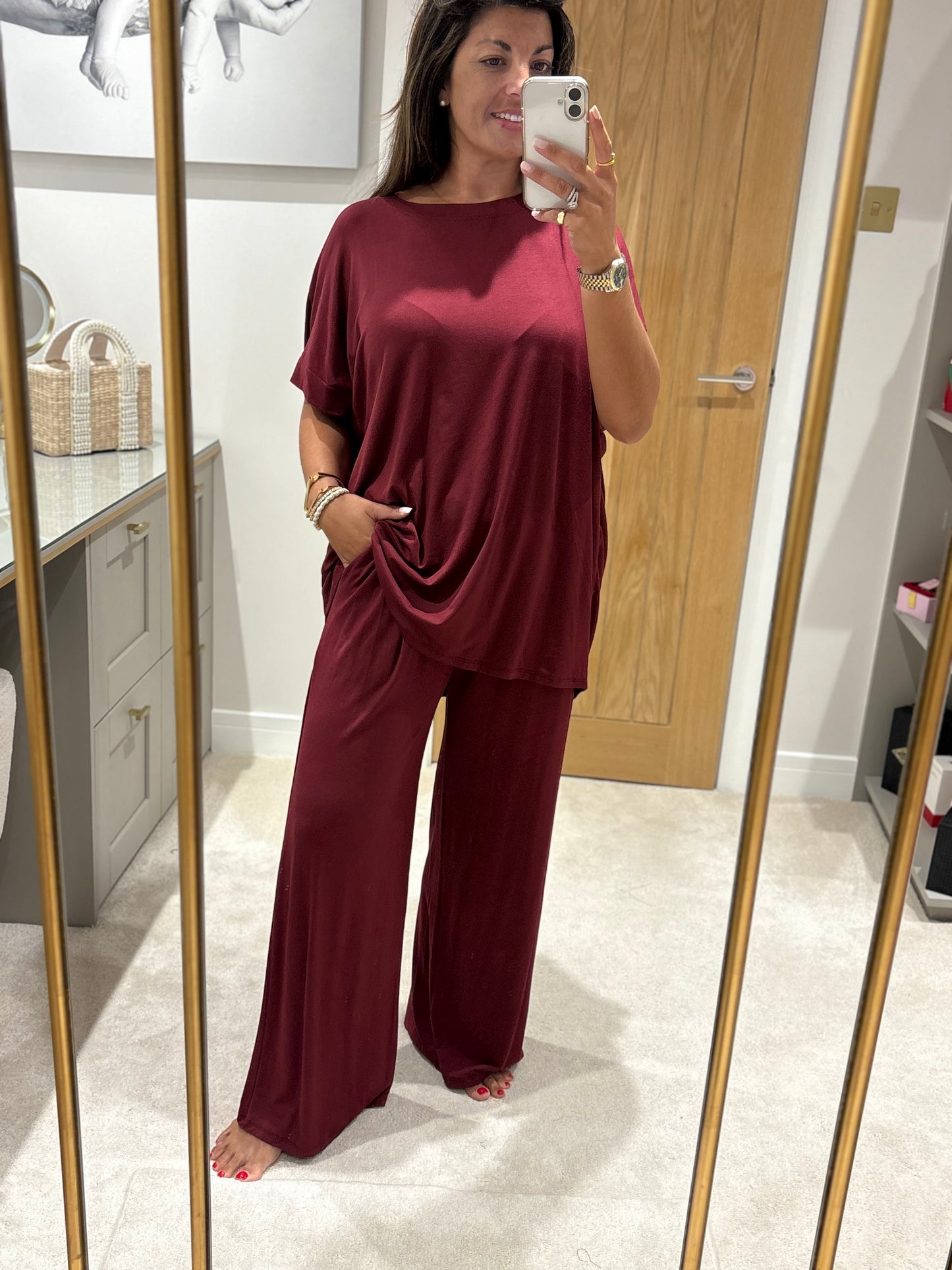 Studio Jersey Lounge Set - Red Wine