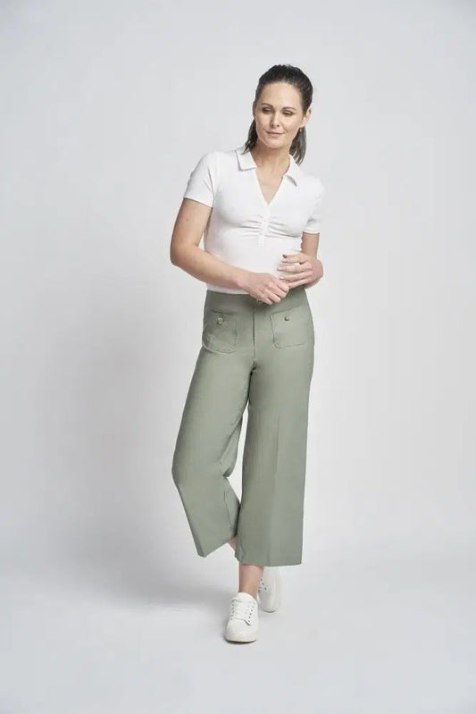 Pinns Wide Leg Trouser - Khaki