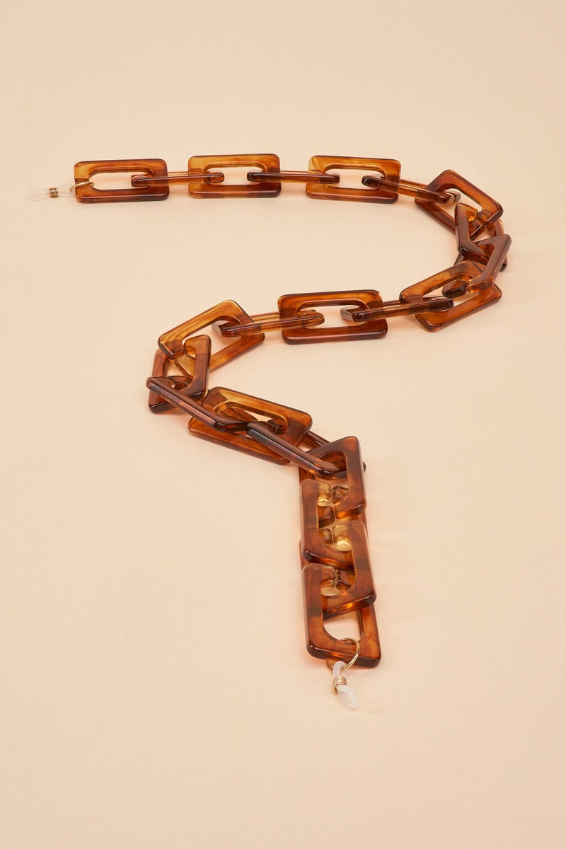 Powder Glasses Chain - Rectangle Block in Tortoiseshell