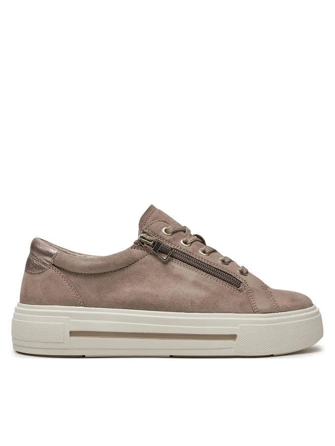 Caprice Mud Leather Suede Trainer