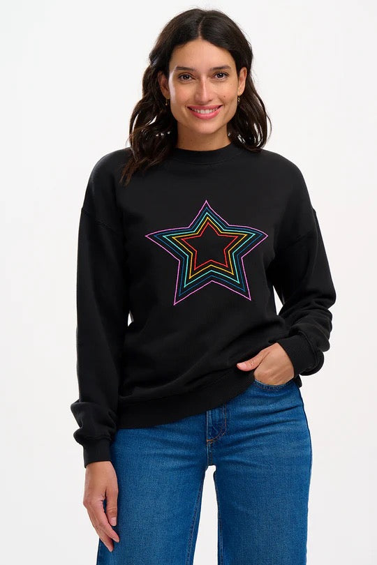 Sugarhill Brighton Noah Sweatshirt - Black, Rainbow Star