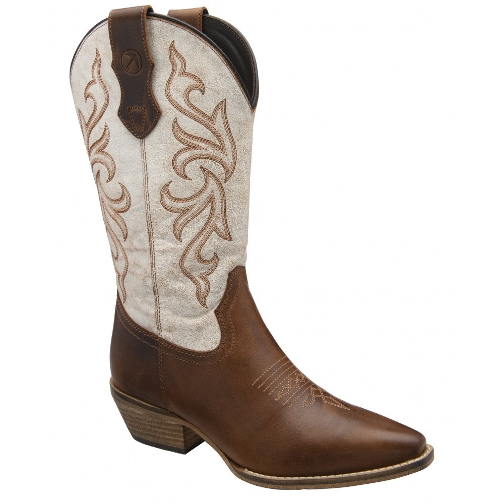 Ravel Lynn Leather Cowboy Boot - Tan/White