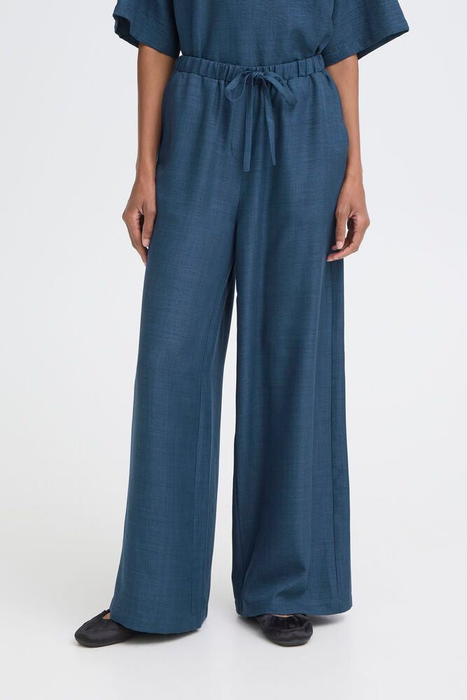 ICHI Katico Wide Leg Trousers - True Blue