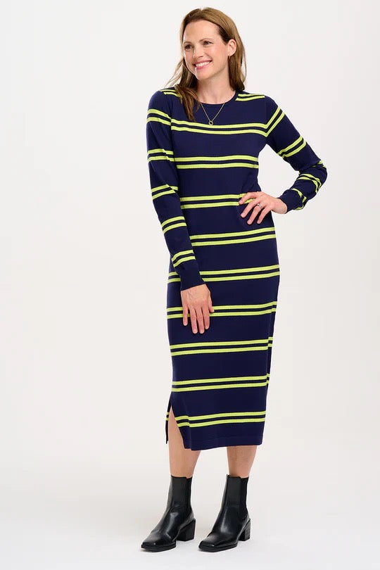 Sugarhill Brighton Liselle Midi Dress Navy Stripe