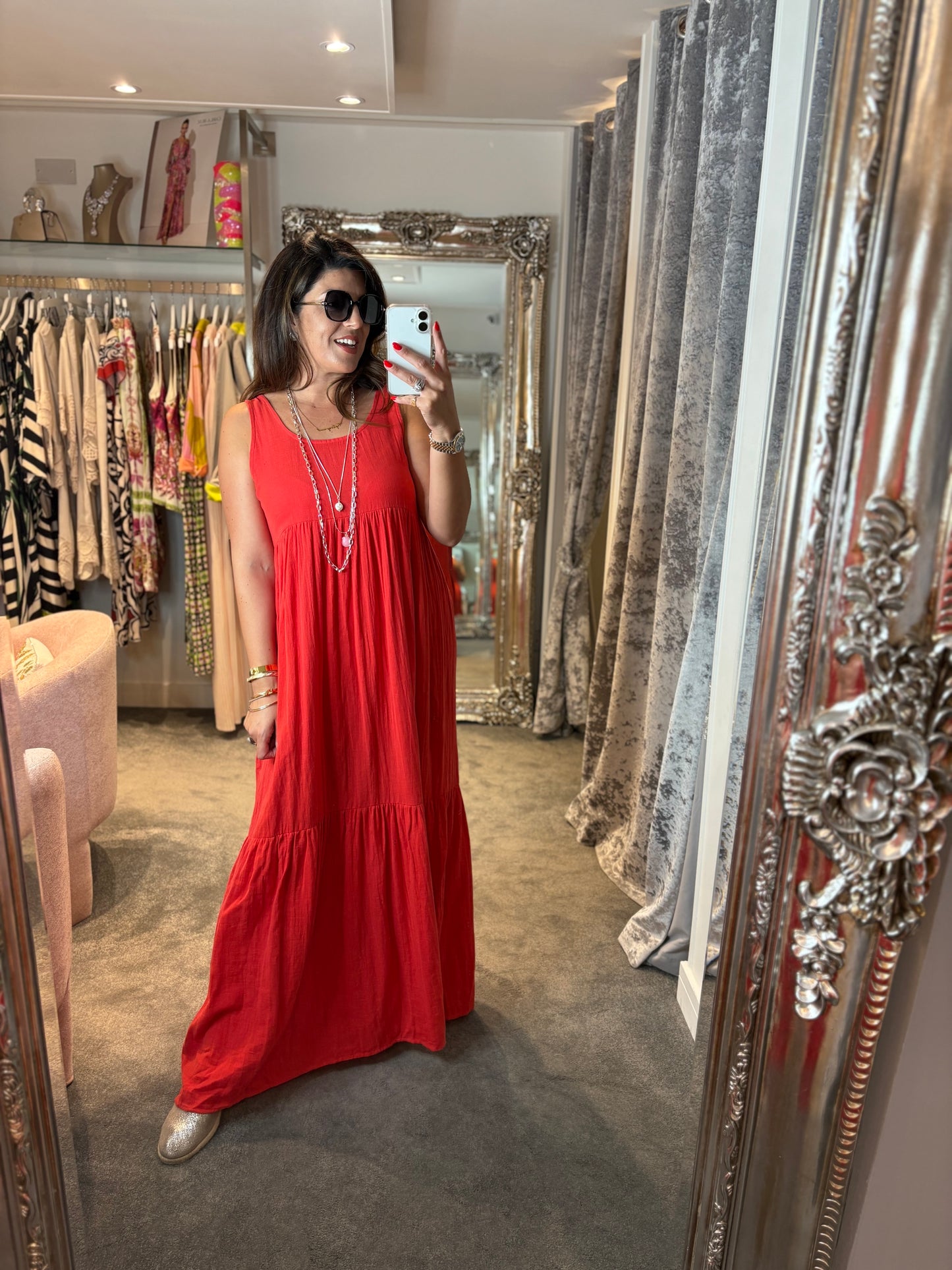 ICHI Foxa Red Maxi Dress
