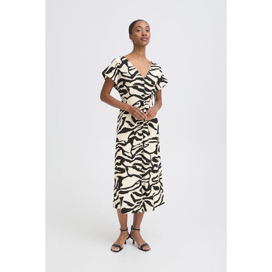 ICHI Linno Linen Dress - Zebra