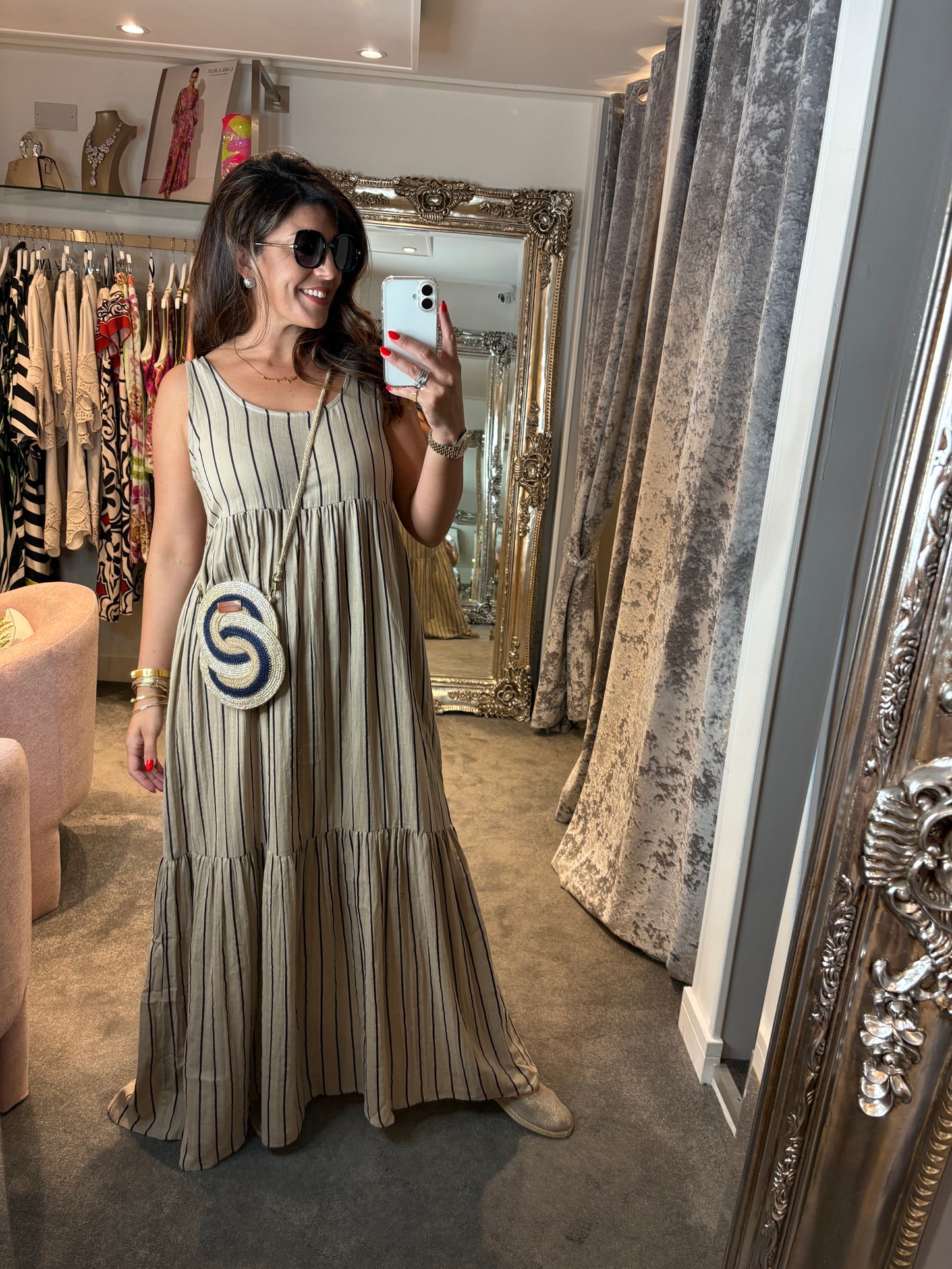 ICHI Foxa Stripe Maxi Dress