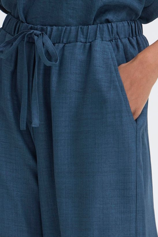 ICHI Katico Wide Leg Trousers - True Blue