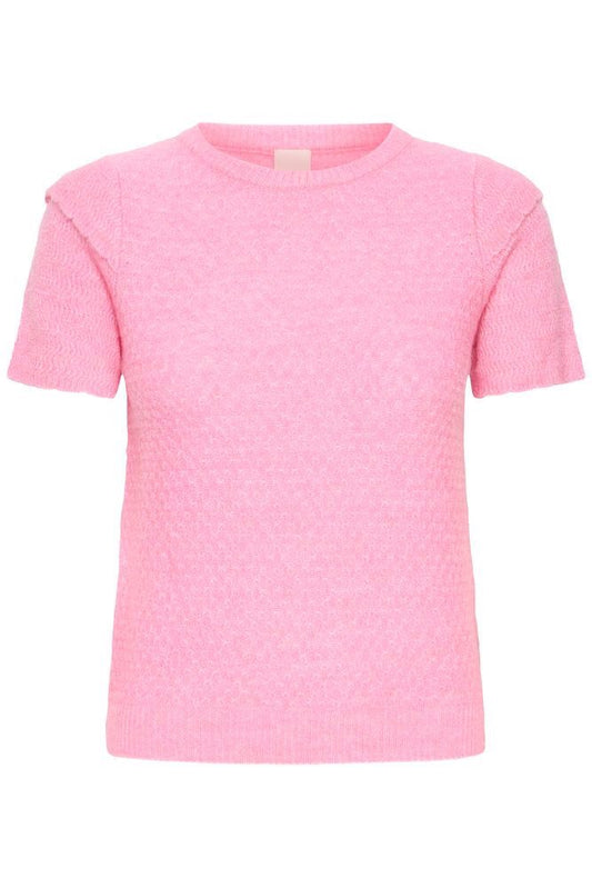 ICHI Baila Short Sleeve Knit - Pink Lady