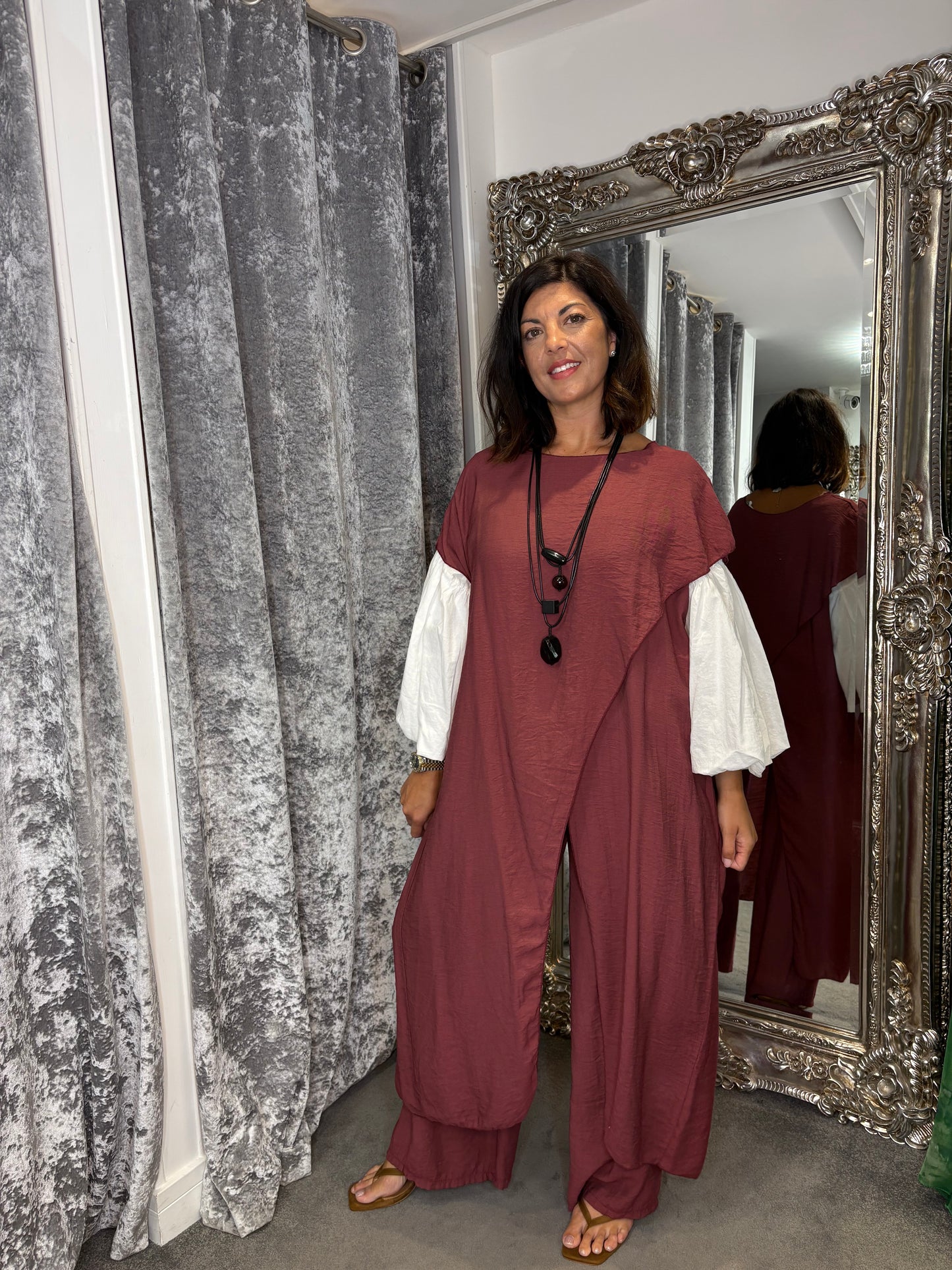 Studio Tunic Co-Ord Set - Bordeaux
