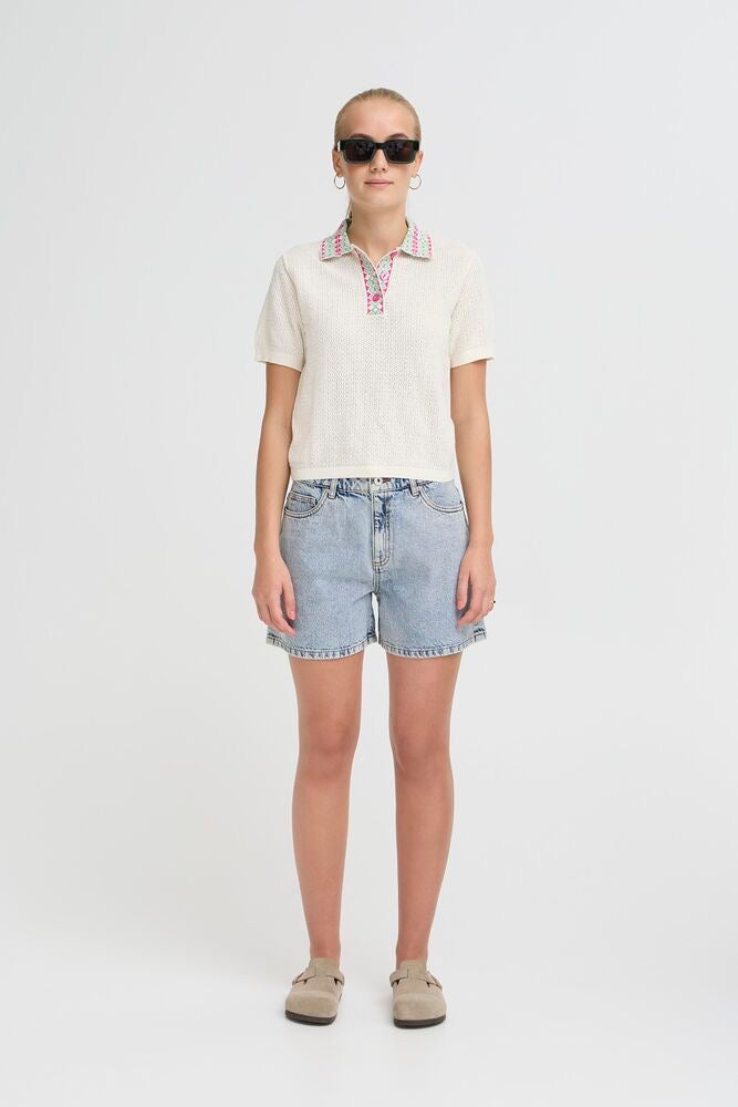 ICHI Laveny Denim Shorts - Bleach Wash