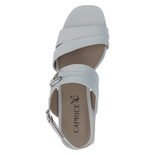 Caprice White Block Heeled Sandal
