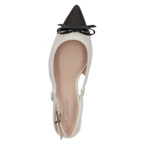Peter Kaiser Leather Bow Slingback Heel - Off White/Black/Brown