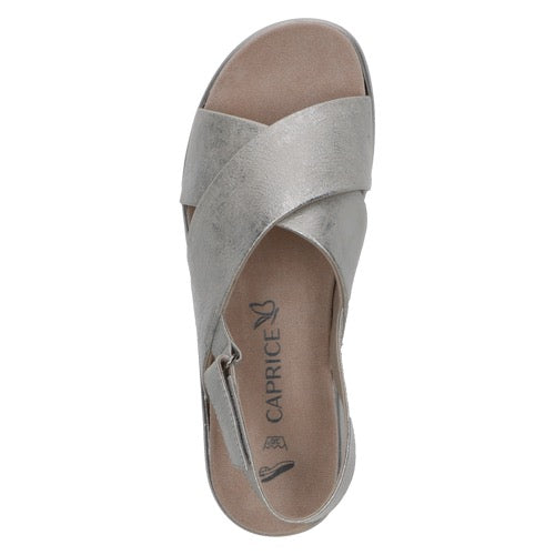 Caprice Leather Slingback Sandal - Silver