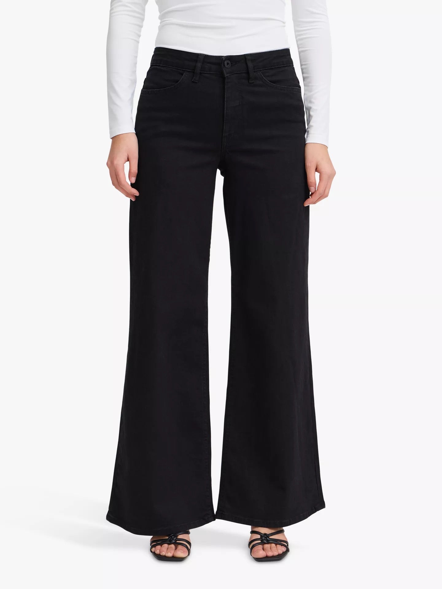 ICHI Litzy Black Wide Leg Jeans - Black