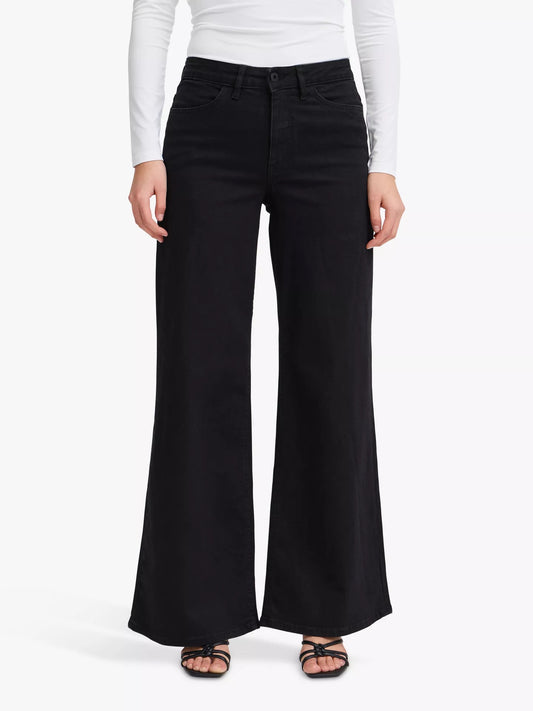 ICHI Litzy Black Wide Leg Jeans - Black