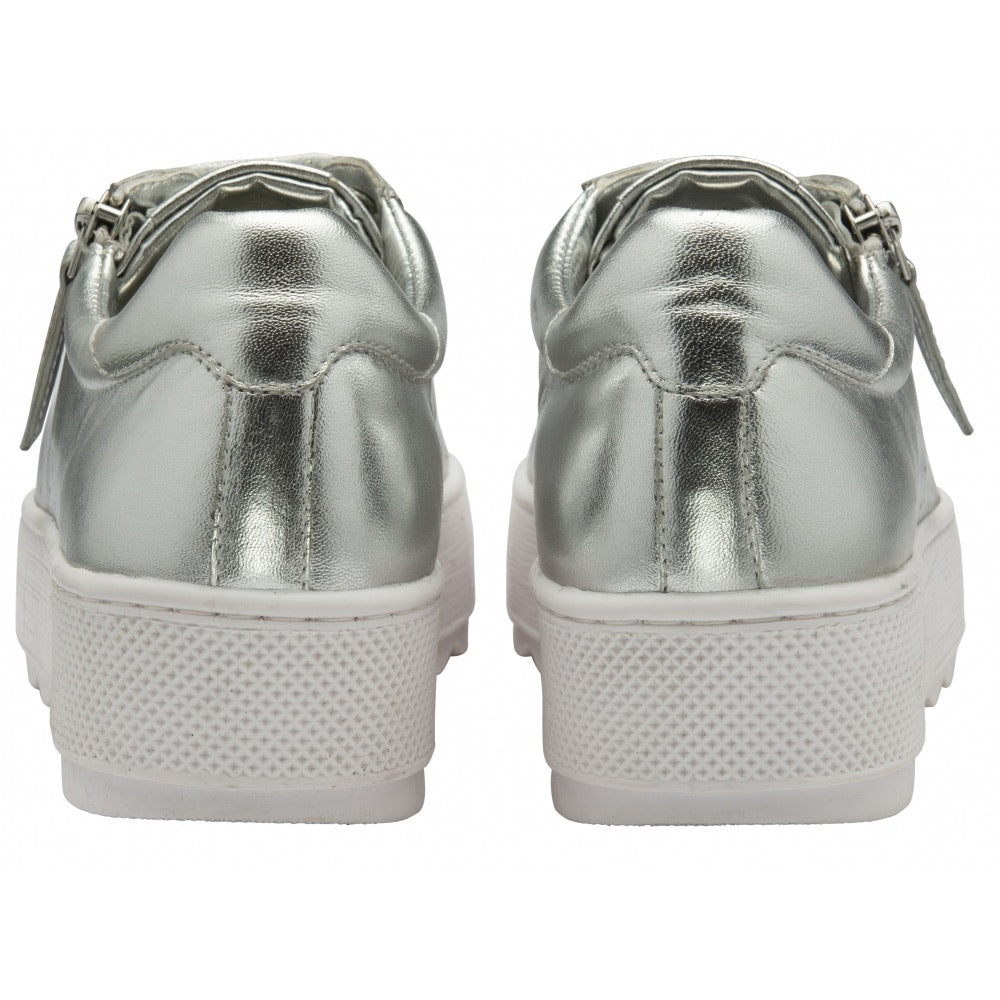 Ravel Silver Metallic Leather Calton Trainers