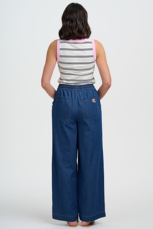 Sugarhill Brighton Megan Scallop Denim Trousers - Deep Blue