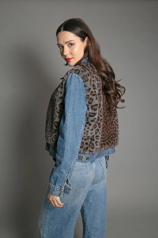 Nooki Edelweiss Faux Fur Gillet - Grey Leopard