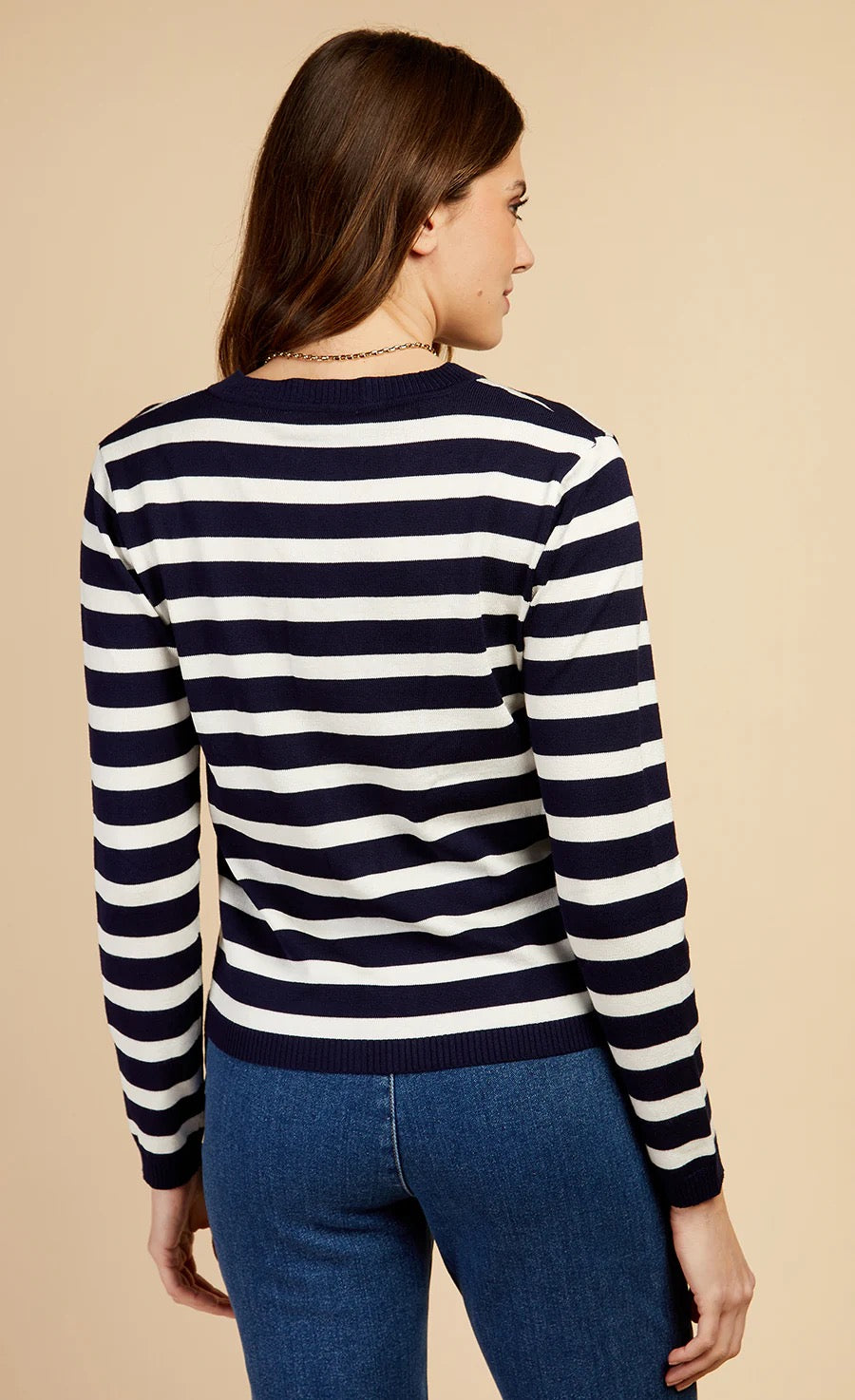 LM Navy Stripe Cardigan by Vogue Williams