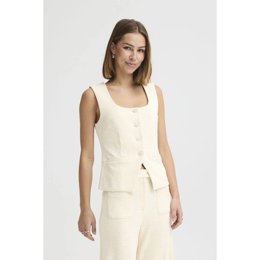 ICHI Kate Lumina Waistcoat - Almond Milk