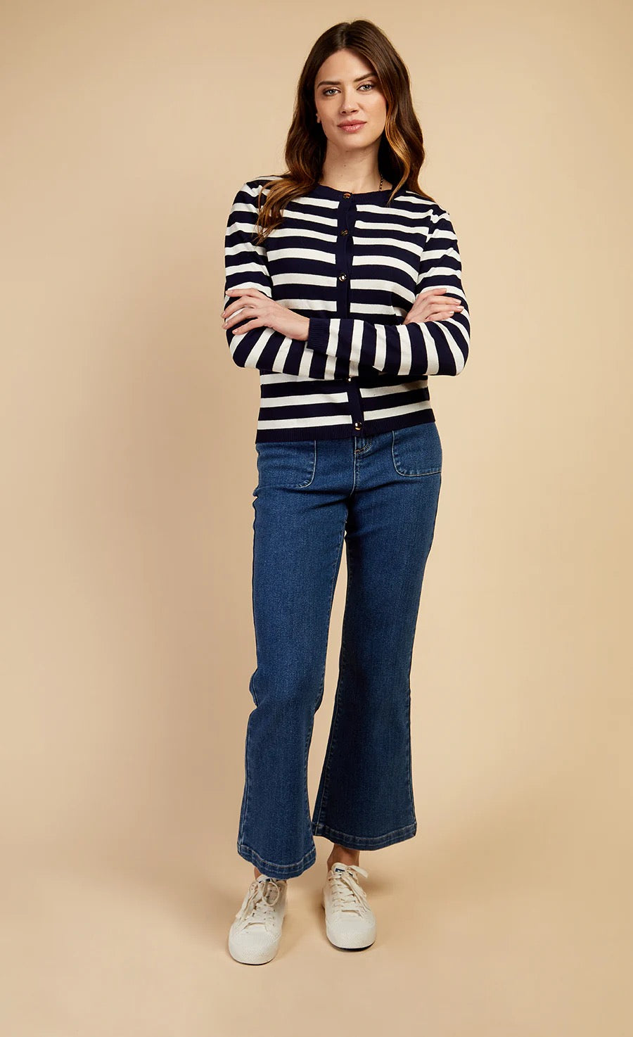 LM Navy Stripe Cardigan by Vogue Williams