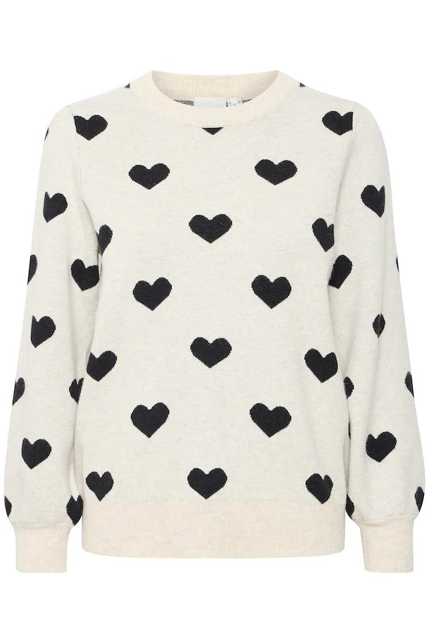 ICHI Brielle Heart Print Jumper