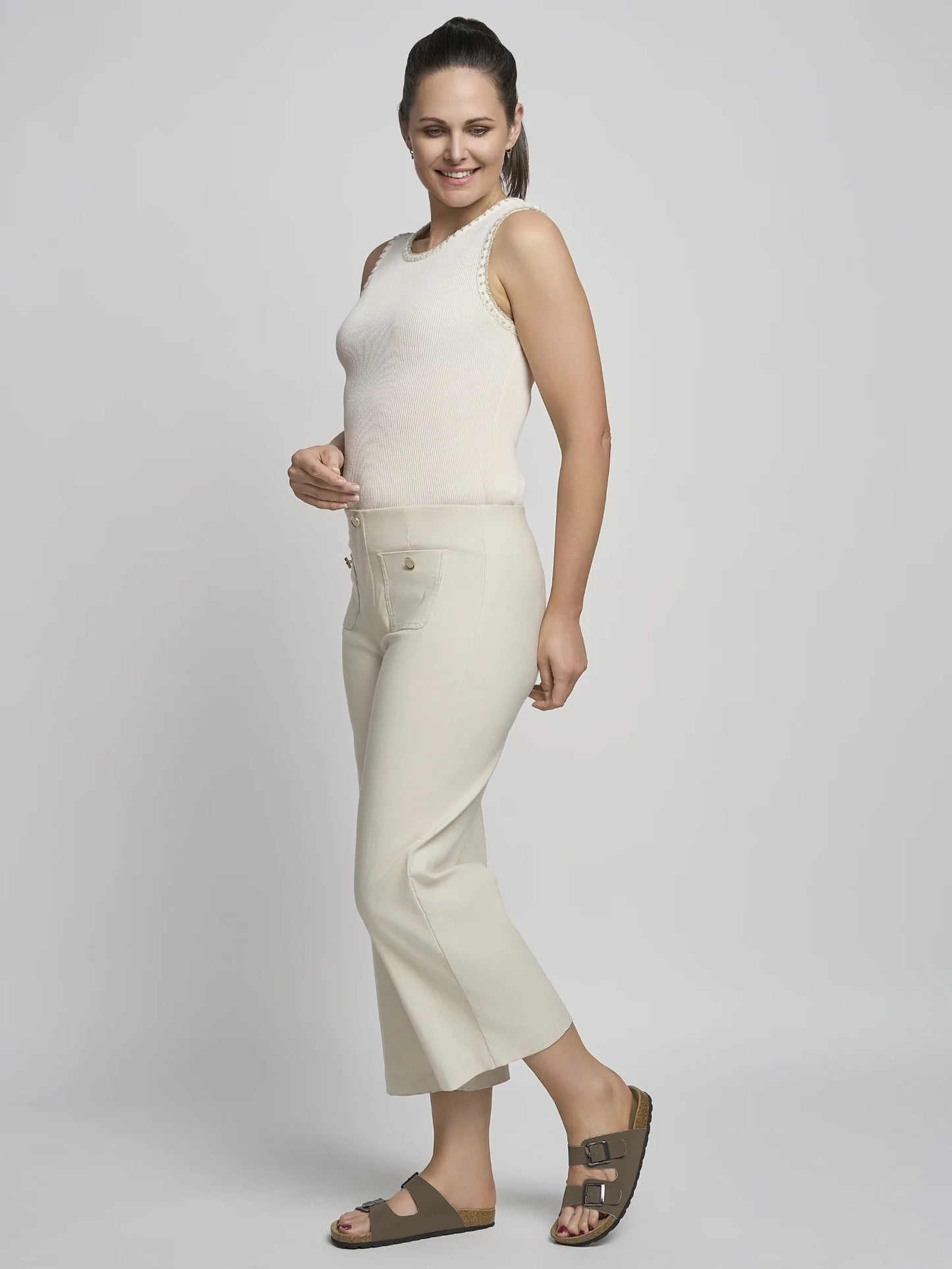 Pinns Wide Leg Trouser - Ecru