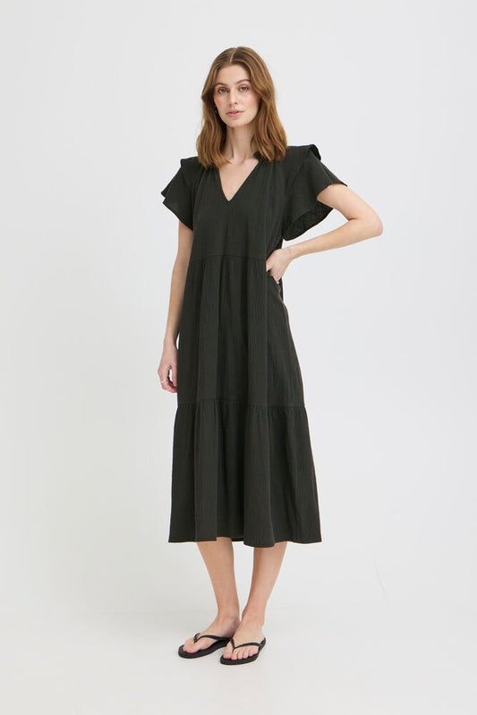 ICHI Lifana Midi Dress - Black