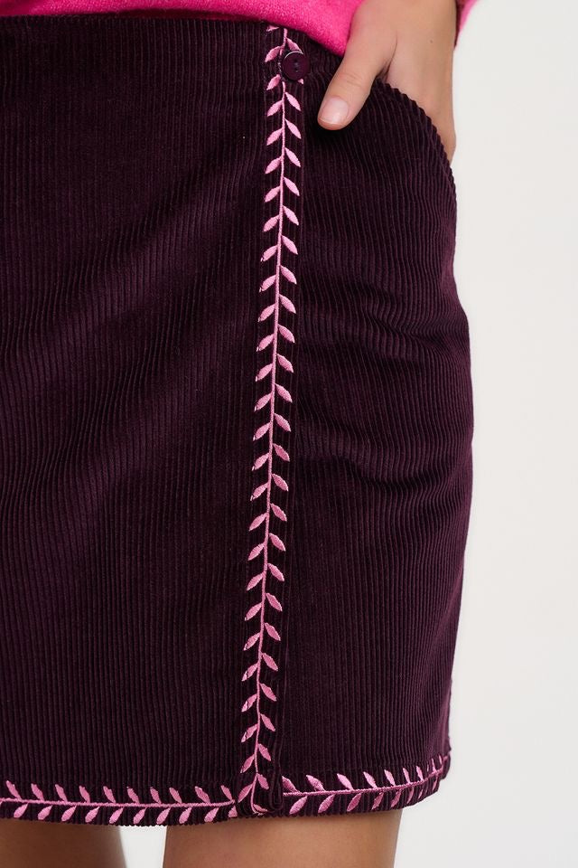 Sugarhill Brighton Susie Cord Mini Skirt - Dark Plum