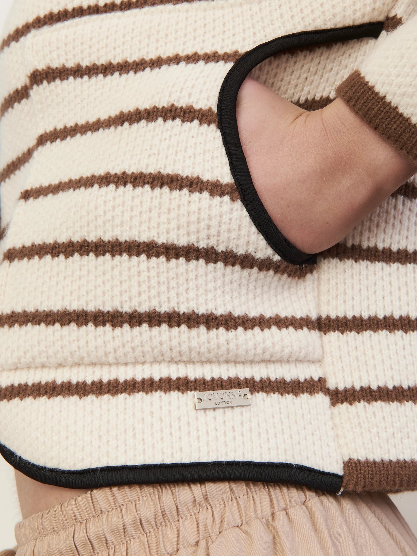 Jovonna London Ned Cardigan Brown Stripe