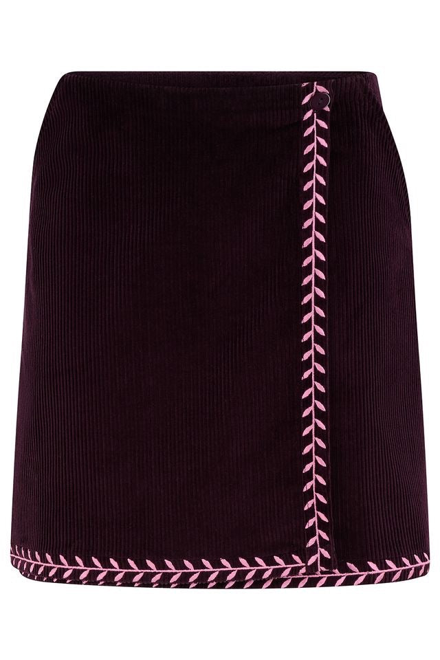 Sugarhill Brighton Susie Cord Mini Skirt - Dark Plum