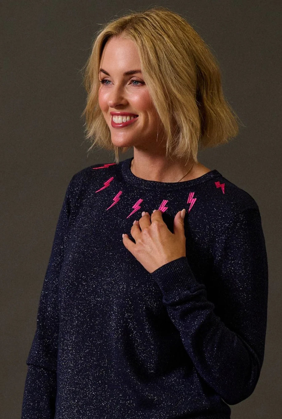 Sugarhill Brighton Astrid Jumper - Navy Lighting