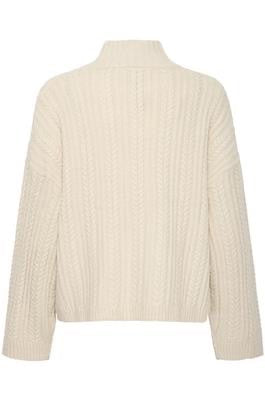 ICHI Mylle Cable Knit Sweater Beige