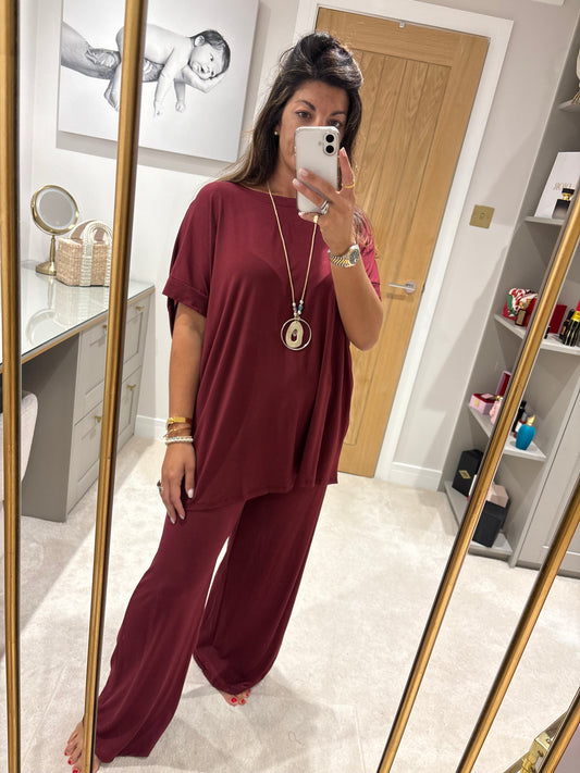 Studio Jersey Lounge Set - Red Wine
