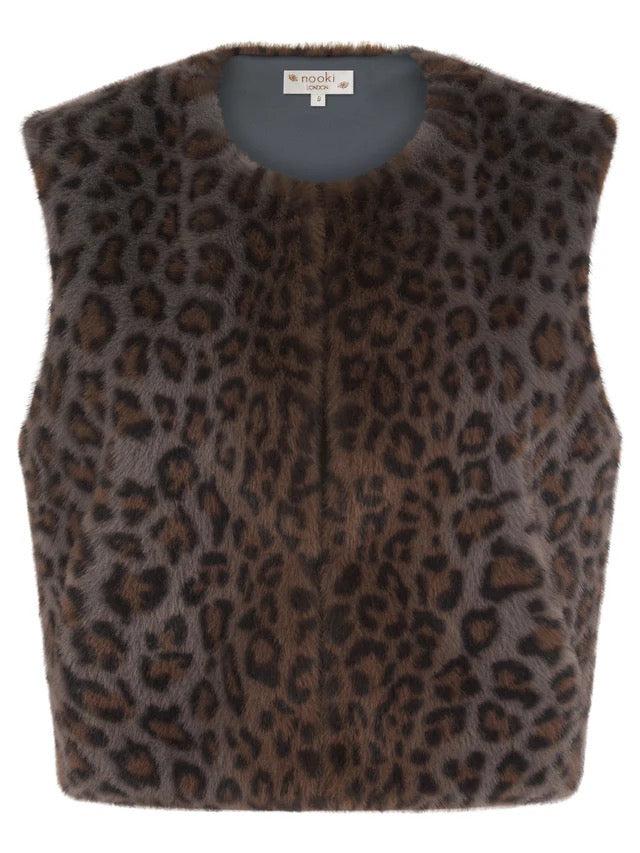 Nooki Edelweiss Faux Fur Gillet - Grey Leopard