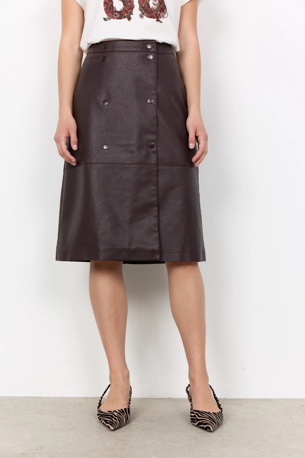 Soya Concept PU Skirt - Dark Plum